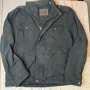 Vintage Levi's faded black trucker denim jacket 90s Y2K grunge quilted lining